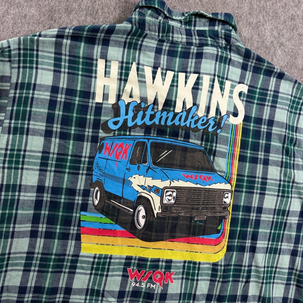 No Boundaries Netflix Stranger Things Cotton Cropped Flannel Hawkins Womens XL - Picture 9 of 10